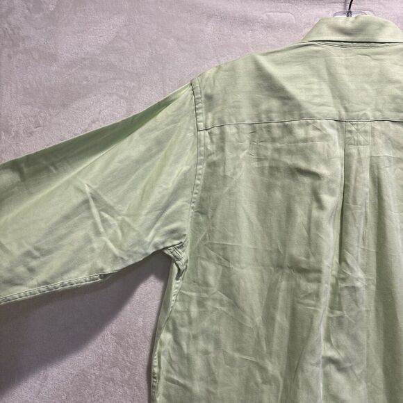 Bobby Jones Green Long Sleeve Button Down Collared Herringbone Shirt Mens Medium - Picture 10 of 16